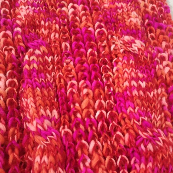 Handknitted Infinity Scarf Orange Pink - Picture 2 of 3
